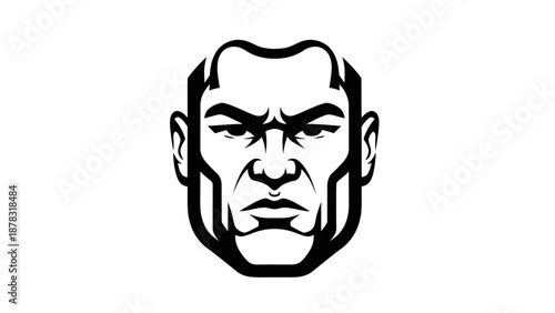 Black and white wrestler vector showcasing a mans face exuding strength and determination. Perfect for sports or fitness designs.