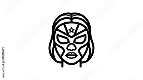 Wrestler vector luchador or female wrestler with a staradorned mask ideal for sports advertising, wrestling events, and merchandise designs.