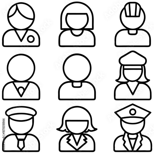 Set of professional icons isolated on transparent background