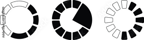 Three Circular Loading Indicators with Varying Progress