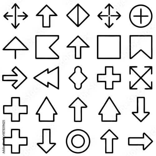 Set of directional and symbolic arrows isolated on transparent background