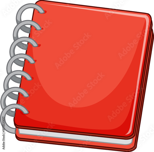 Red Spiral Notebook Vector Illustration Isolated on White Background