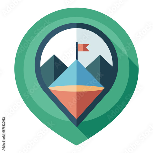 Mountain peak with flag