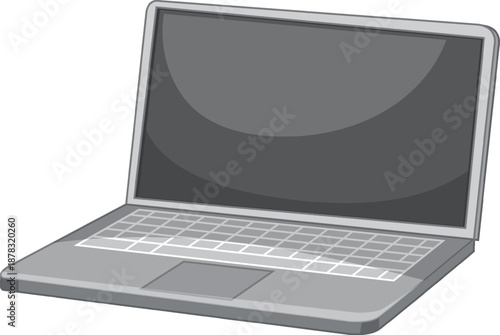 Modern Grey Laptop Computer Vector Illustration on White Background