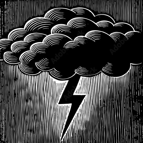 Dark cloud with lightning strike