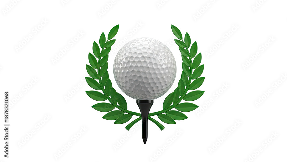 Fototapeta premium Golf ball on tee with laurel wreath