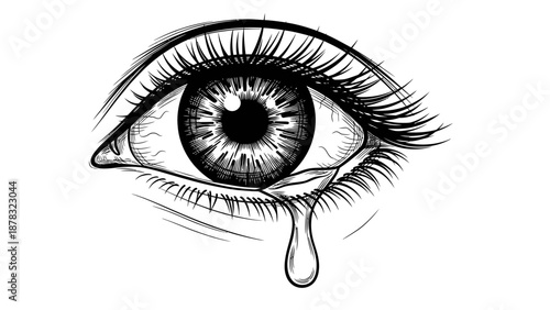 sad eye with tear drop