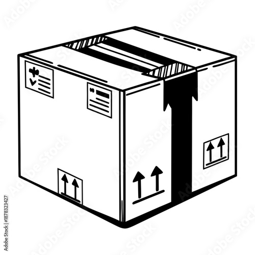 Illustrated shipping box with directions