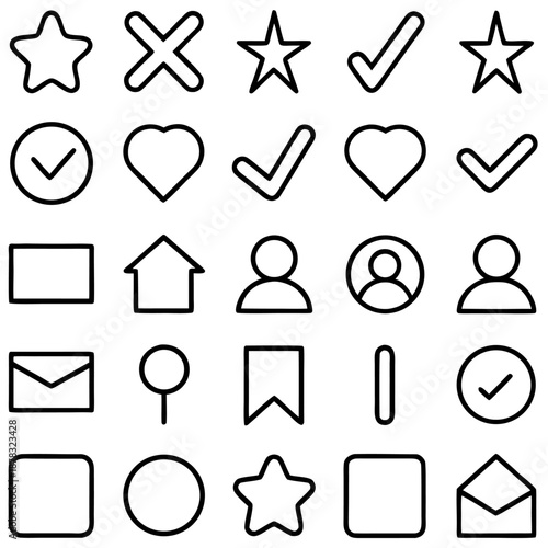 Icon set isolated on transparent background