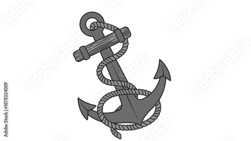 anchor icon with rope nautical symbol