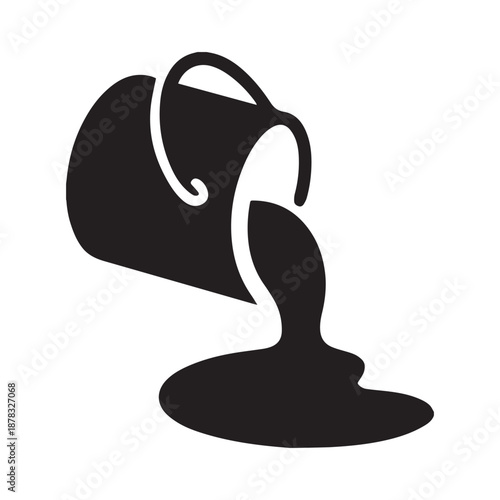 Paint pouring from a bucket black icon