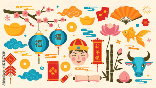 Vibrant Cultural Celebration with Traditional Symbols and Decorations