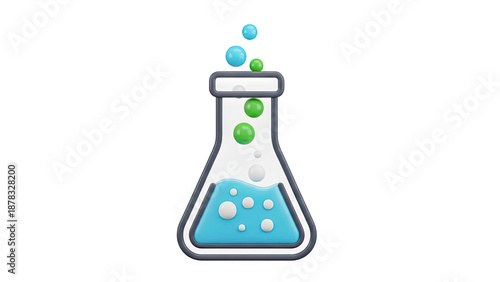 3D Flask with Bubbles