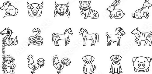 Chinese Zodiac Animals Icons