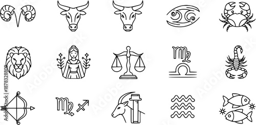 Zodiac Signs Icons: Astrology Symbols Collection