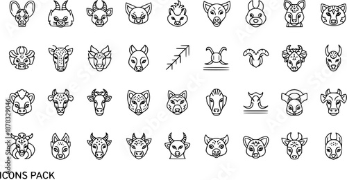 Animal Zodiac Icons Pack - Astrology Symbols