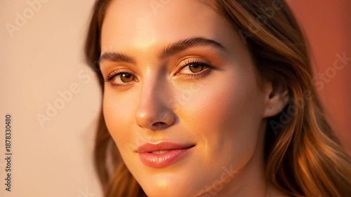 Elegant Woman Portrait with Golden Hour Lighting for Beauty and Fashion Advertising