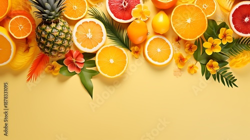 Vibrant citrus and tropical fruit display