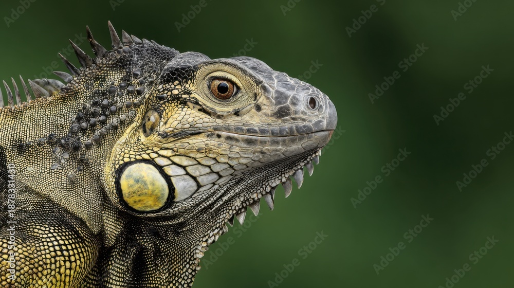 Fototapeta premium Close-Up of Iguana with Detailed Skin Texture and Sharp Features