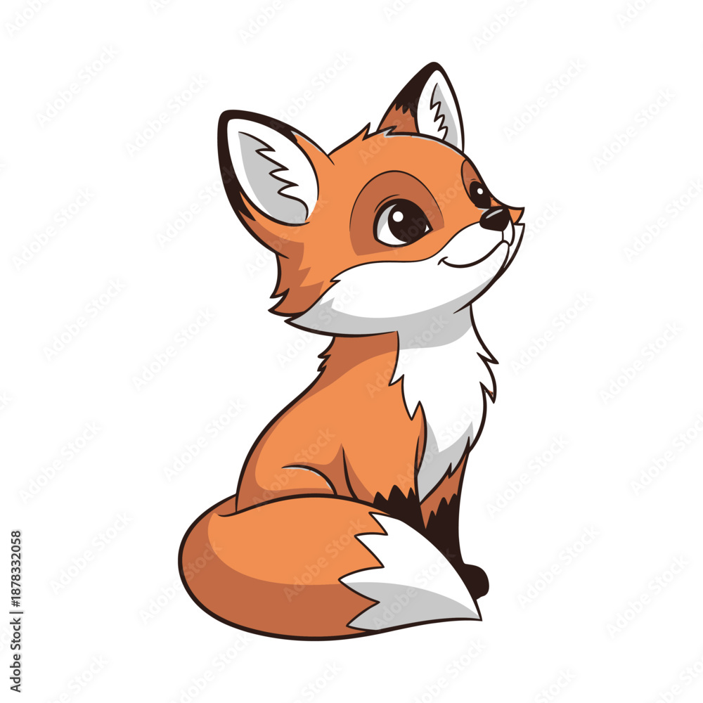 Obraz premium Cute Cartoon Fox Illustration