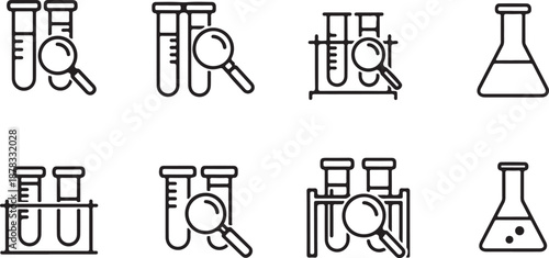 Laboratory equipment with test tubes and magnifying glass 1