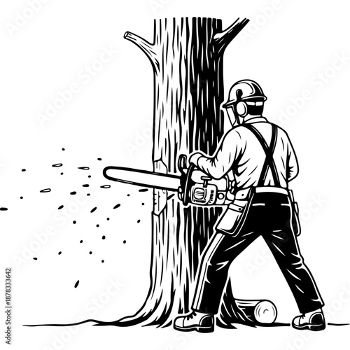 Tree Cutting with Chainsaw