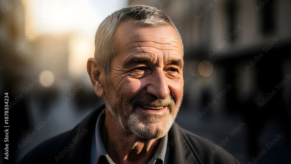 Obraz premium Close-up portrait of a smiling senior man