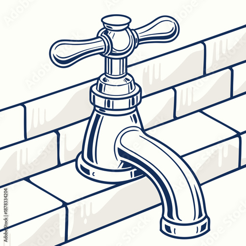 Vintage faucet illustration