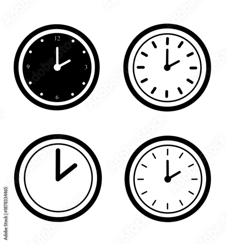 Set of analog clock icons 