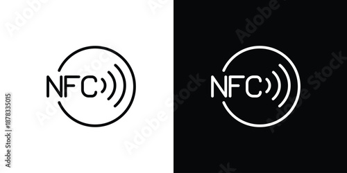 Single Icon of Near Field Communication (NFC) technology logo for contactless payments and data transfer