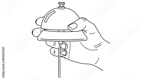 Hand holding service call bell icon representing patient assistance clinical response and facility management vector illustration