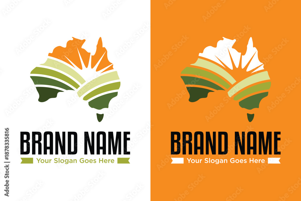 Naklejka premium Simple modern Australia map farm agriculture vector illustration logo design