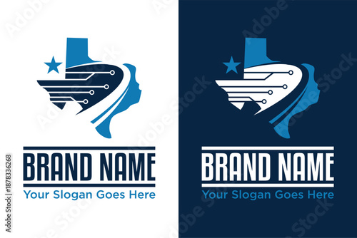 simple modern texas map with technology symbol vector illustration logo design
