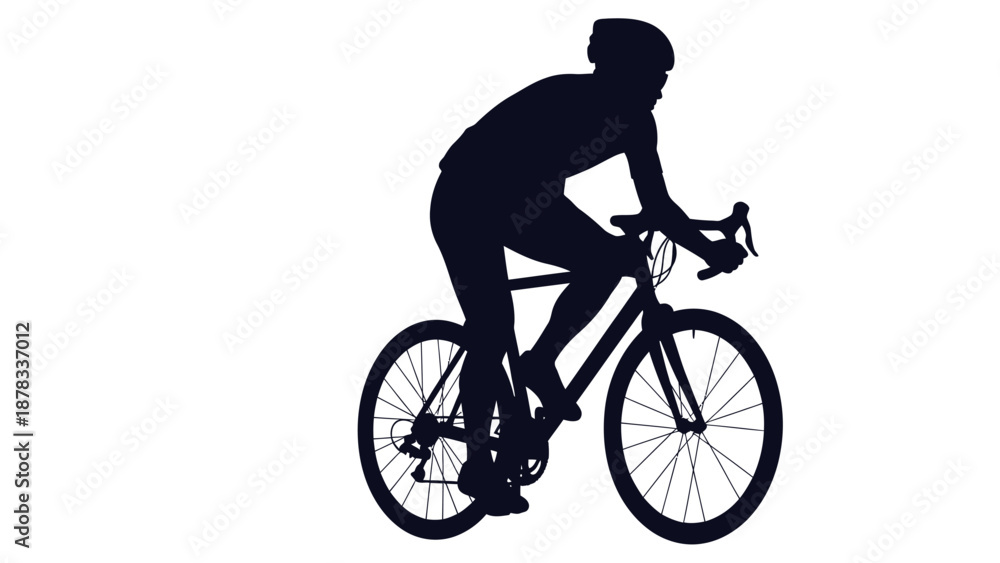Obraz premium Cyclist Silhouette Riding Bicycle