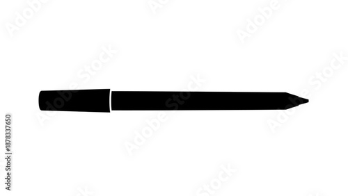 Black Marker Pen Silhouette Isolated on White Background