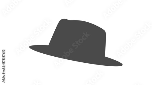 Gray Fedora Hat Silhouette Icon