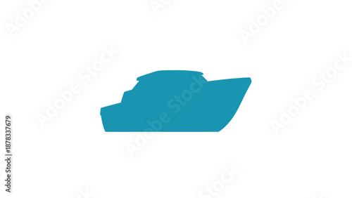 Turquoise Cruise Ship Silhouette on White Background