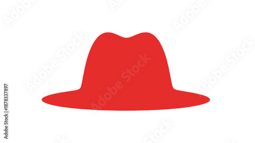 Red Fedora Hat Icon Silhouette