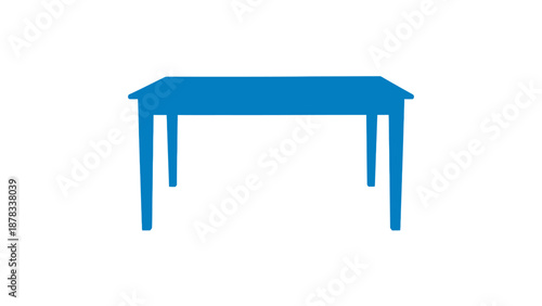 Bright Blue Table Isolated on White Background, Simple Furniture