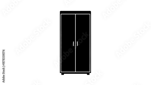 Black Silhouette Wardrobe Icon on White Background