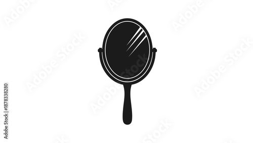 Handheld Mirror Icon, Oval Shape, Silhouette