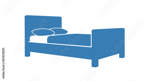 Blue Bed Icon with Pillows