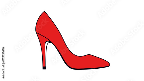 Elegant Red High Heel Shoe, Fashionable Footwear Icon