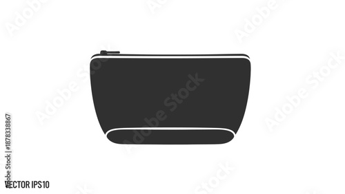 Simple Black Cosmetic Bag Icon - Vector Illustration
