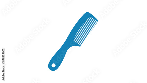 Blue Hair Comb Icon on White Background