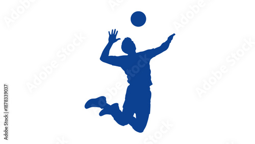 Volleyball Player Silhouette Jumping to Hit Ball