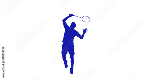 Badminton Player Silhouette Jumping Smash