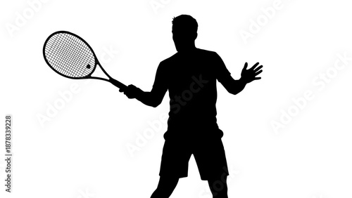 Tennis Player Silhouette Swinging Racquet