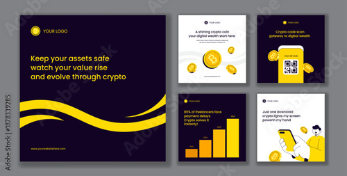 Cryptocurrency Wallet Trading Cartoon Hand Drawn Style For Modern Social Media Post Illustration