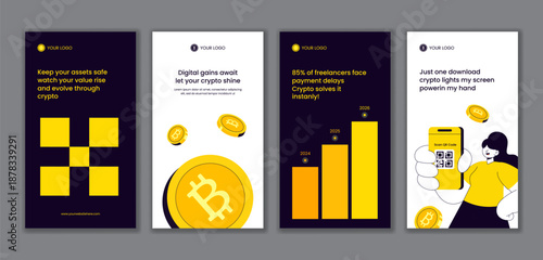 Hand Drawn Flat Cartoon Cryptocurrency Wallet Trading Design For Creative Social Media Stories